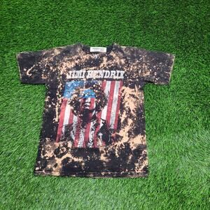 Jimi-Hendrix Shirt Womens Small 17x23 Bleached USA-Flag